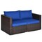 Costway 2PCS Patio Rattan Corner Sofa Sectional Furniture Set Black Cushion Black\Red